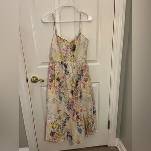 H&M White Floral Maxi Dress with Pink, Yellow & Purple Blooms